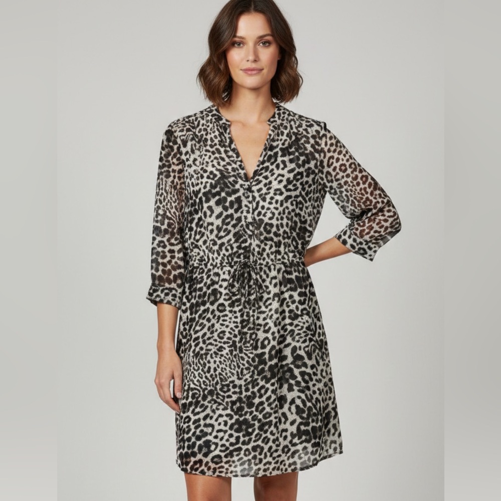 Vince Camuto Leopard Print Dress - Black and Cream
